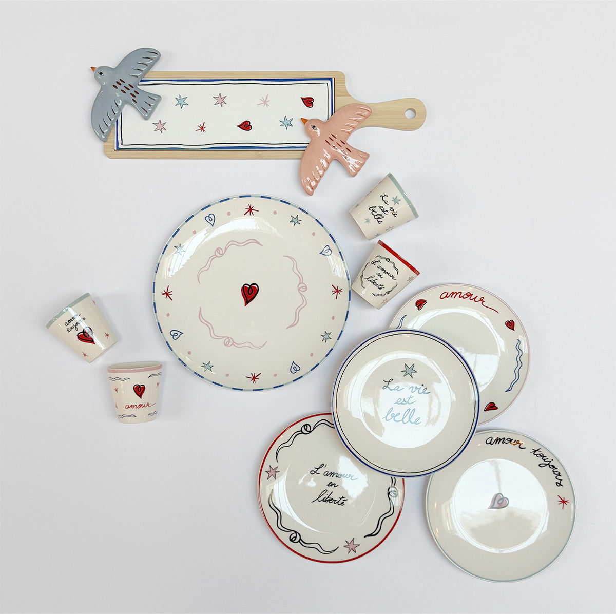 Set of 4 Dessert Plates Amour En Liberte - 017898