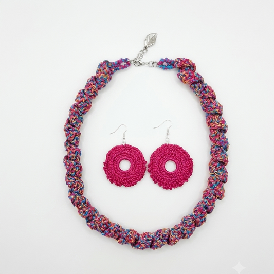 Set Necklace Earrings Knitted Sneak