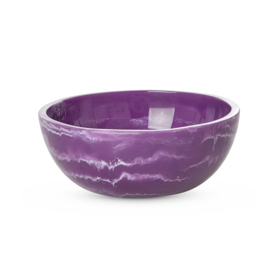 Purple ceramic bowl on a white background