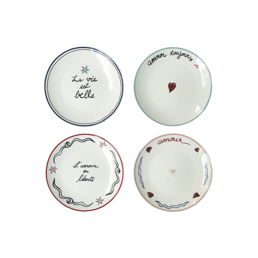 Set of 4 Dessert Plates Amour En Liberte - 017898