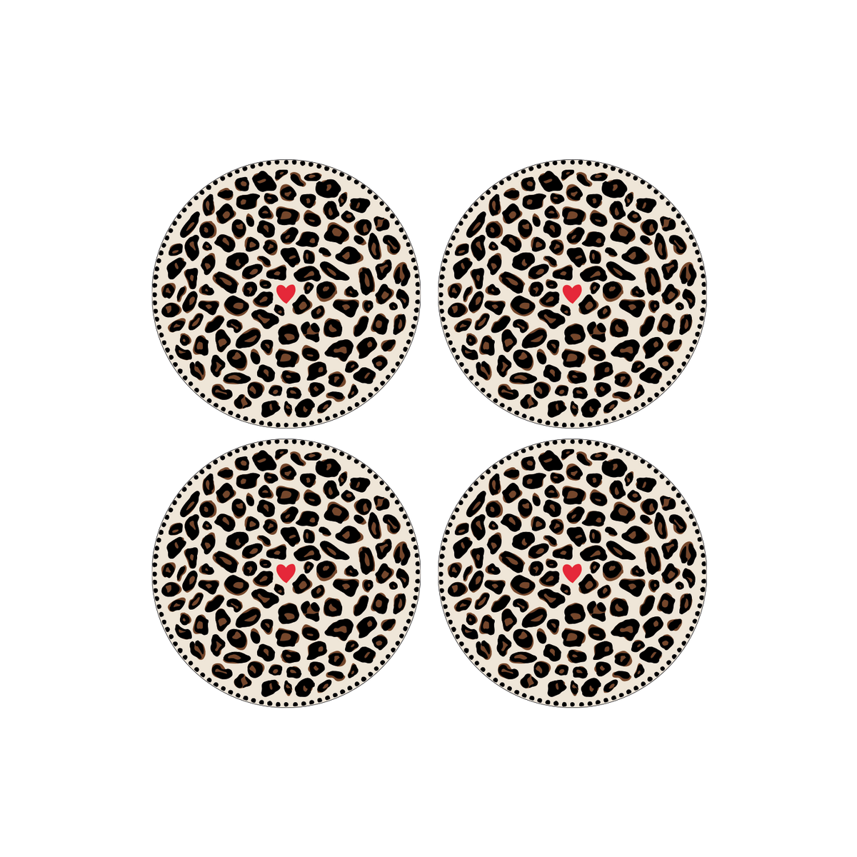 Set of 4 Dessert Plates Leopard - 018747