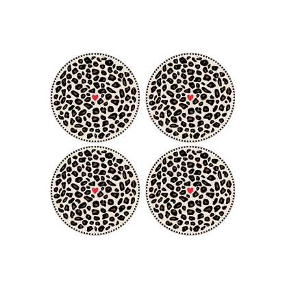 Set of 4 Dessert Plates Leopard - 018747