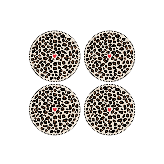 Set of 4 Dessert Plates Leopard - 018747