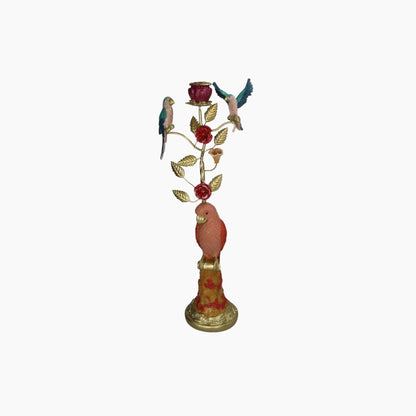 Decorative figurine with birds and flowers on a white background