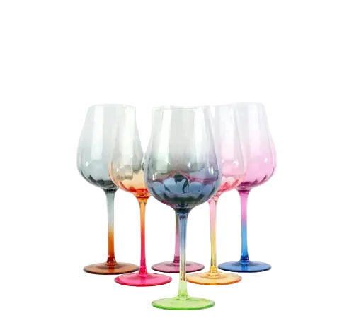 Set of colorful gradient wine glasses on a white background