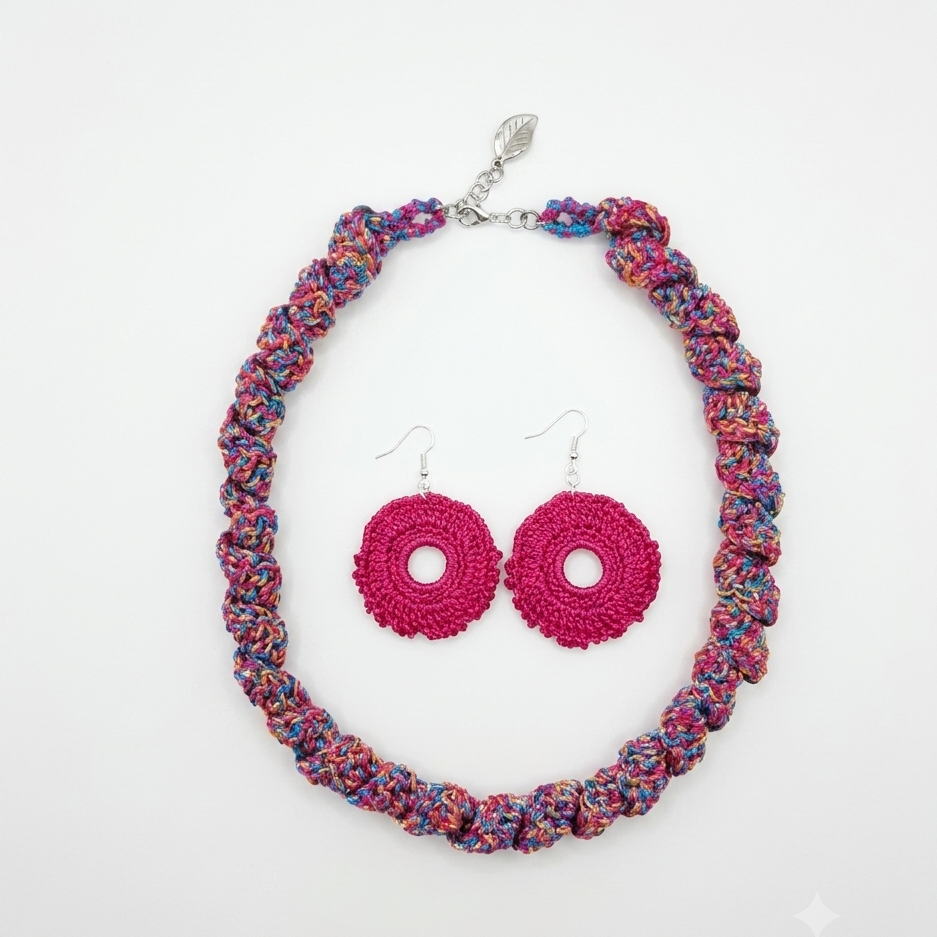 Set Necklace Earrings Knitted Sneak