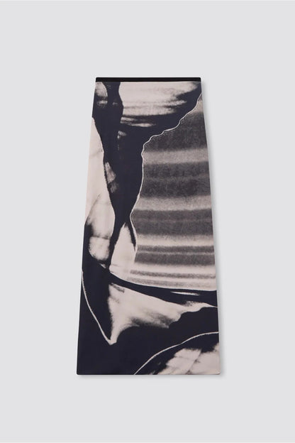 Abstract patterned fabric on a light gray background