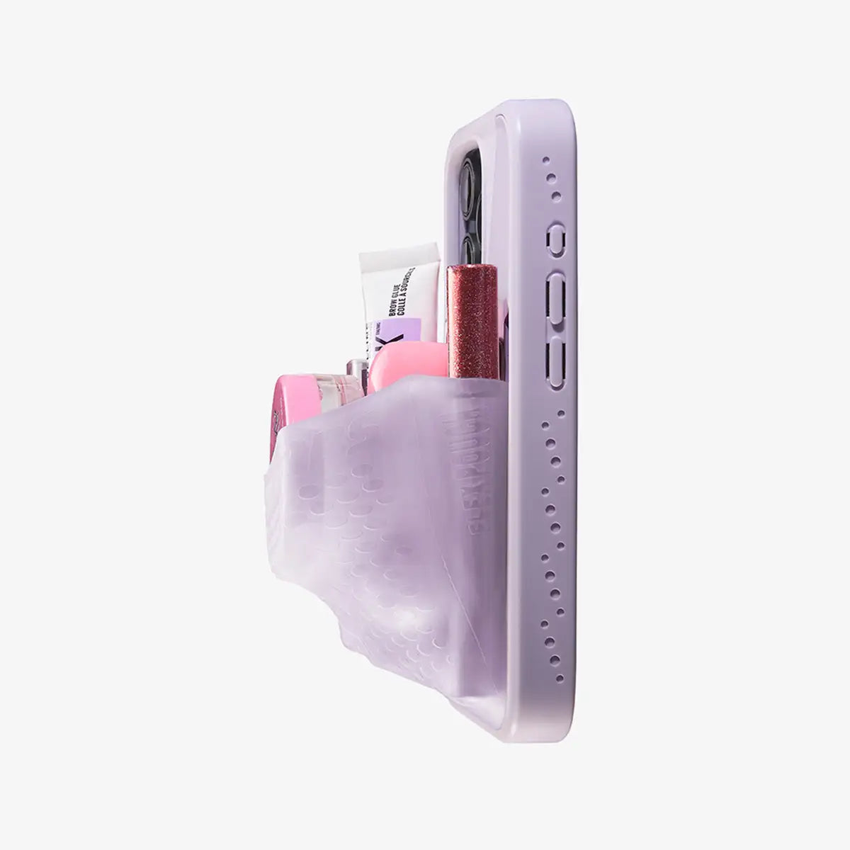 Clear plastic holder with compartments on a white background