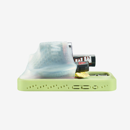 Phone case with a transparent design on a white background