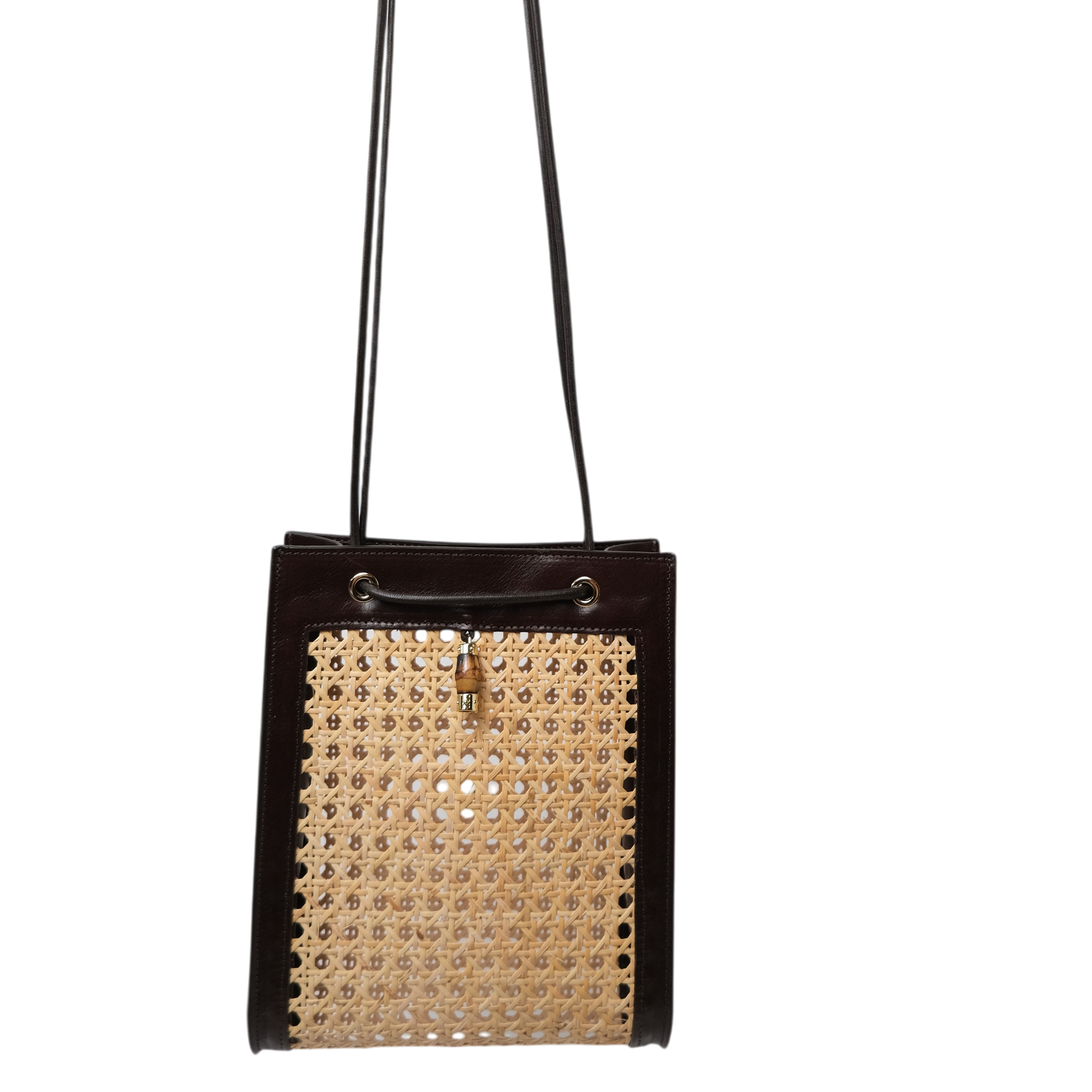 Handbag with decorative studs on a white background