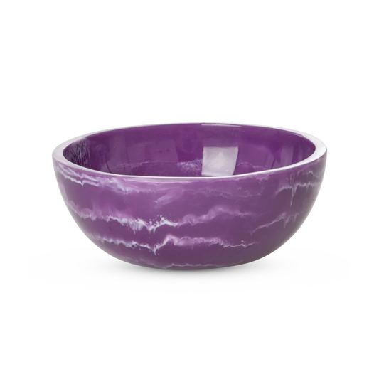 Purple ceramic bowl on a white background