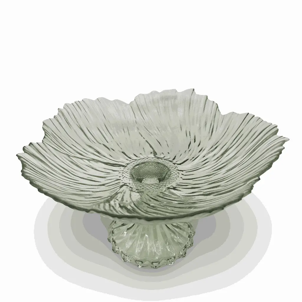 Decorative glass bowl with a textured surface on a white background