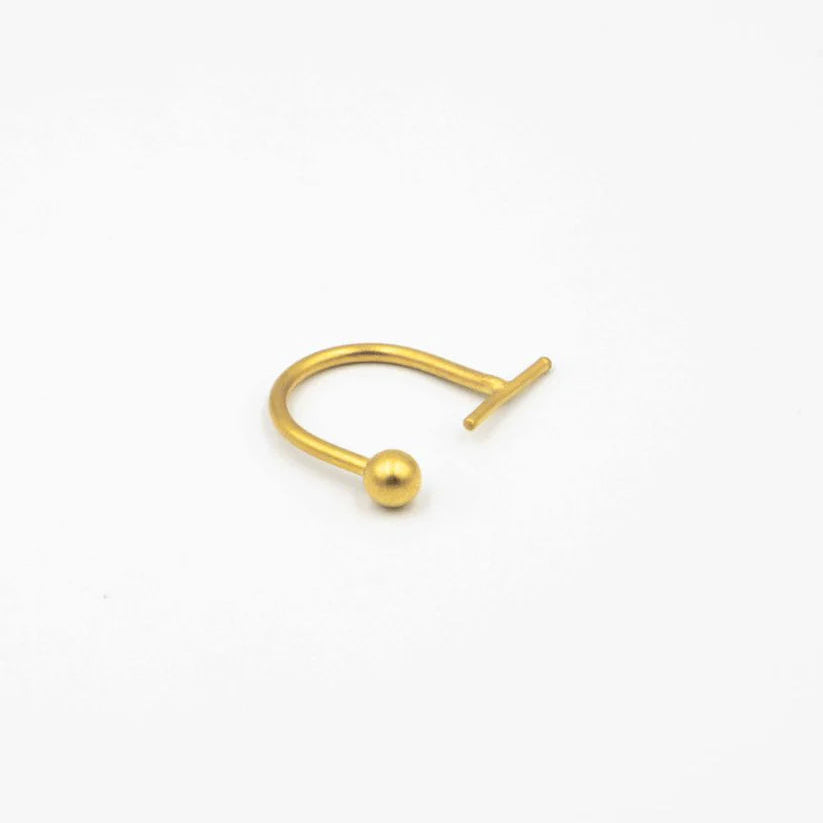 Gold nose ring on a white background