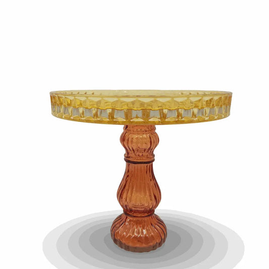 Glass table with a textured design on a white background